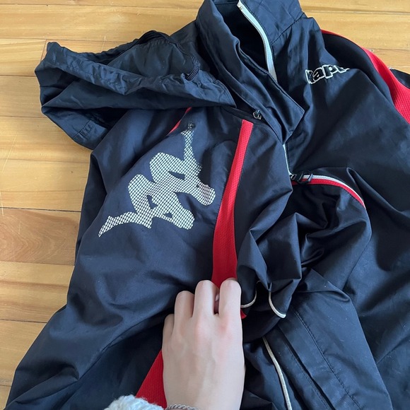 Kappa Mens Black Red Zip Up Athletic Jacket Size Large Hooded - Picture 9 of 10
